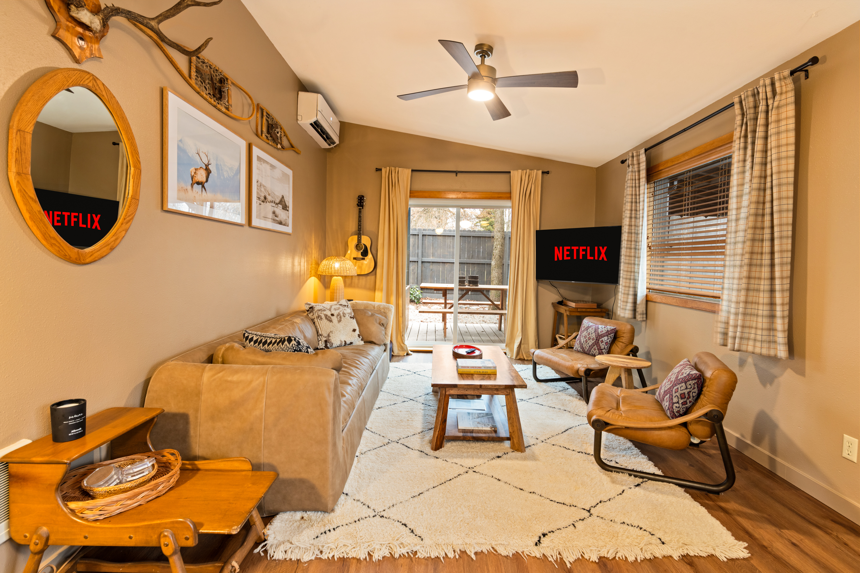Cozy Living Room with Leather Sofa